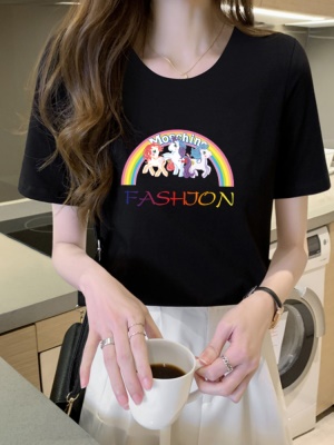 春夏季2025新款韩版宽松显瘦薄款白色打底短袖T恤时尚减龄上衣女