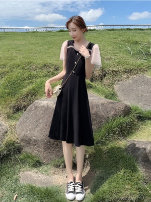 小个子法式黑色雪纺连衣裙女2025新款显瘦气质小黑裙a字裙子夏季