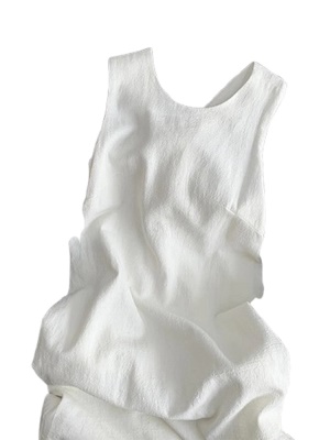 春夏别致甜辣妹白色无袖背心连衣裙女设计感超好看中长款a字裙子