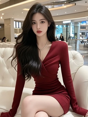 红色v领连衣裙女装2025新款春季性感紧身包臀裙今年流行爆款裙子