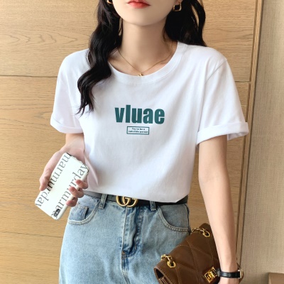 柔软天丝罗马高级感短袖T恤女印花2025新款冰丝上衣垂感百搭体恤