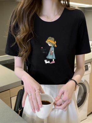 春夏季2025新款韩版宽松显瘦薄款白色打底短袖T恤时尚减龄上衣女