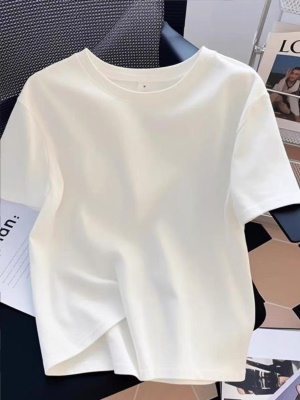 纯棉短袖t恤女白色2025夏季新款爆款正肩宽松显瘦体恤遮肚子上衣