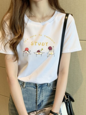 春夏季2025新款韩版宽松显瘦薄款白色打底短袖T恤时尚减龄上衣女