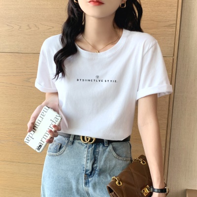 柔软天丝罗马高级感短袖T恤女印花2025新款冰丝上衣垂感百搭体恤