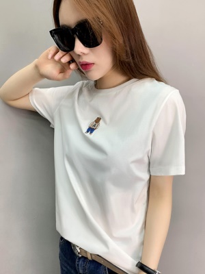 纯棉港风刺绣体恤欧洲站2025年新款女装欧货潮粉色t恤女夏季短袖