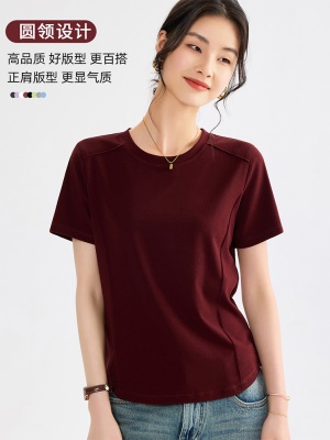 2025新款体恤圆领显瘦短袖T恤女简约时尚百搭洋气体恤上衣夏季潮