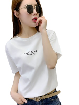 欧洲站女装2025年新款欧货潮宽松纯棉白色t恤女夏短袖ins半袖体恤