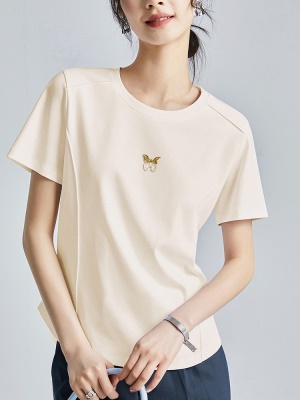 2025春夏圆领打底衫体恤双面丝光棉凉感t恤液氨黑色短袖正肩t恤女