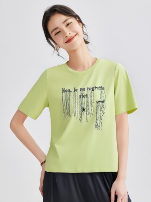 短袖t恤女2025新款爆款欧货夏季宽松洋气内搭重工设计感圆领上衣