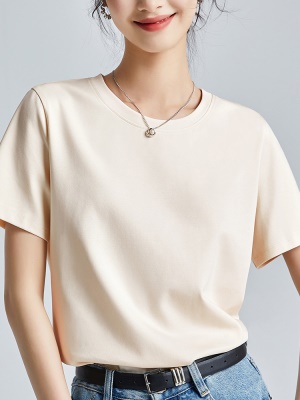 丝光棉t恤女短袖2025年夏季新款宽松内搭外穿圆领液氨打底体恤潮