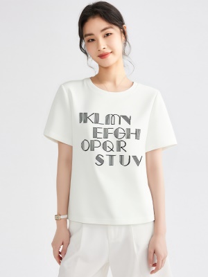 刺绣短袖t恤女2025夏季新款爆款正肩宽松显瘦体恤春夏设计感上衣