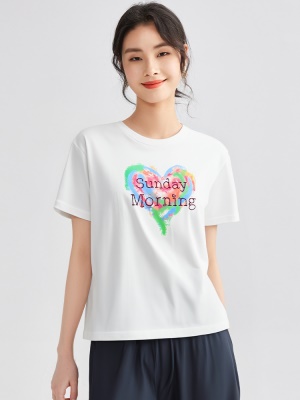 纯棉白色短袖t恤女2025新款爆款洋气百搭正肩宽松体恤薄印花上衣