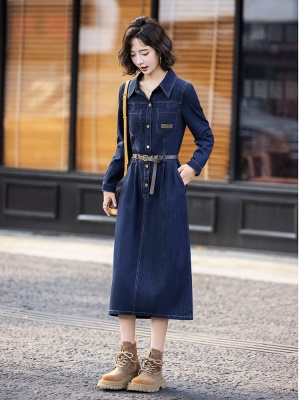 欧货时尚牛仔连衣裙女2025春秋新款高端独特炸街洋气减龄衬衫长裙