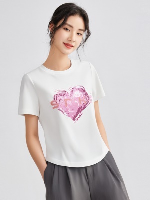 黑色短袖t恤女2025新款凉感休闲圆领印花减龄小众打底衫宽松显瘦