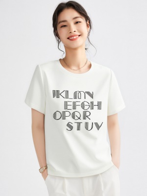 刺绣短袖t恤女2025夏季新款爆款正肩宽松显瘦体恤春夏设计感上衣