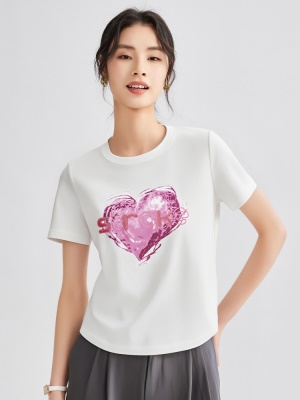 黑色短袖t恤女2025新款凉感休闲圆领印花减龄小众打底衫宽松显瘦