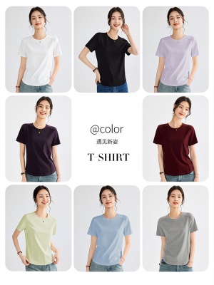 2025新款体恤圆领显瘦短袖T恤女简约时尚百搭洋气体恤上衣夏季潮