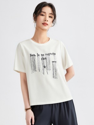 短袖t恤女夏2025新款高端欧货重工百搭休闲时尚上衣圆领宽松体恤