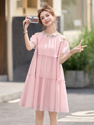 设计感独特气质雪纺连衣裙女2025夏季新款微胖遮肉显瘦小个子裙子