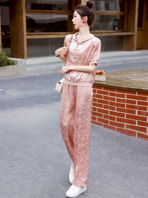 高级感时尚套装女夏季2025新款休闲运动减龄醋酸缎面卫衣两件套潮