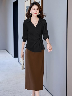 干练气质职业套装女士2025秋季新款衬衫炸街减龄高端半身裙两件套