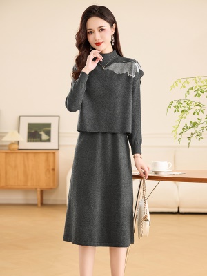 欧洲站马甲连衣裙两件套女2025春季新款小个子洋气针织毛衣套装裙