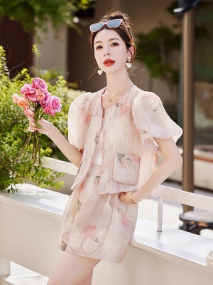 欧货小香风短裤套装女2025夏装新款提花高级感百搭名媛国风两件套