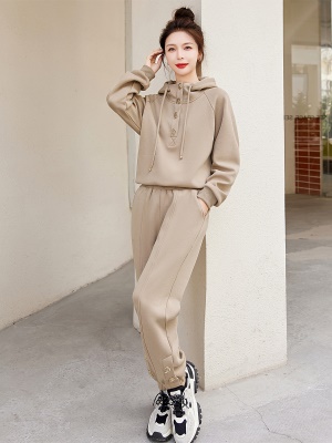 连帽卫衣休闲套装女2025春秋季新款显瘦时髦减龄跑步运动服两件套