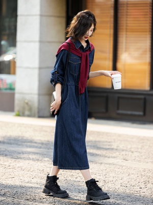 炸街披肩衬衫牛仔连衣裙女2025年春秋季新款减龄高端时尚裙子欧货