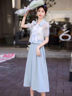 小香风雪纺套装女夏2025新款气质高级感俏皮活泼减龄半身裙三件套