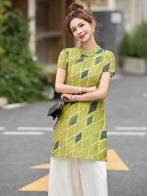 新中式国风贵夫人套装女2025夏季新款高级感旗袍上衣阔腿裤两件套