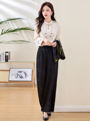 新中式国风套装女2025春季新款贵夫人高级感马甲衬衫轻奢三件套裤