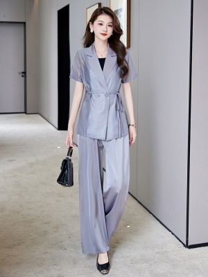 高级感遮肉职业套装女夏2025新款名媛贵夫人收腰欧货西装裤两件套