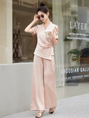 新中式国风气质套装女2025新款夏季时尚职业速干高端大气两件套裤