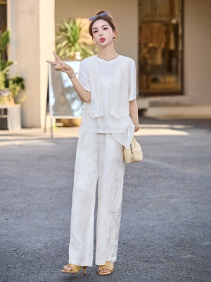 新中式国风洋气套装女2025夏季新款爆款轻奢高级感洋气雪纺三件套