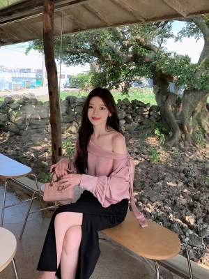 ByYou 秋季新款气质黑色西装半身裙侧开叉高腰包臀裙显瘦a字长裙