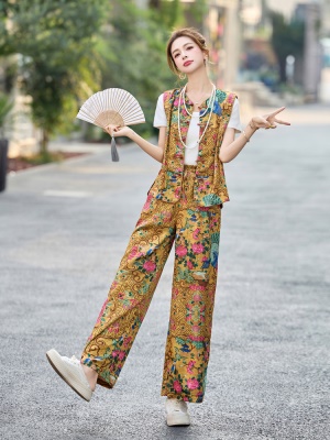 新中式盘扣提花套装女2025夏季新款时尚高端贵气巨好看国风三件套