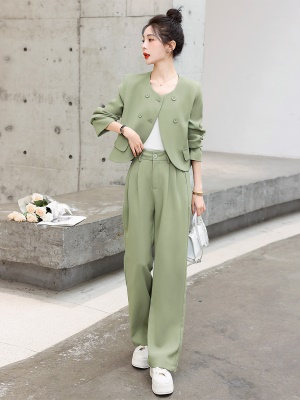 高级感西装女套装2025春秋款时尚搭配一整套阔腿裤职业穿搭两件套