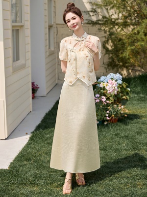 国风罩衫吊带裙套装女2025夏季新款气质印花洋气显瘦新中式两件套