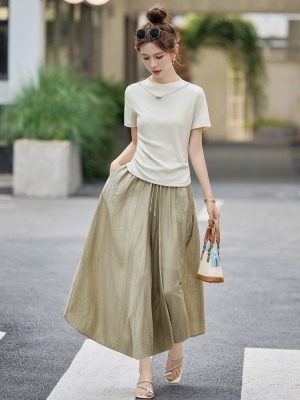 超火时尚阔腿裙裤套装女2025夏季新款高级感气质显瘦御姐感两件套