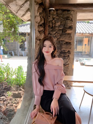 ByYou 秋季新款气质黑色西装半身裙侧开叉高腰包臀裙显瘦a字长裙