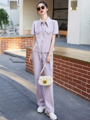 港味工装风时尚套装女2025年夏装新款高级感休闲遮肉衬衣两件套裤