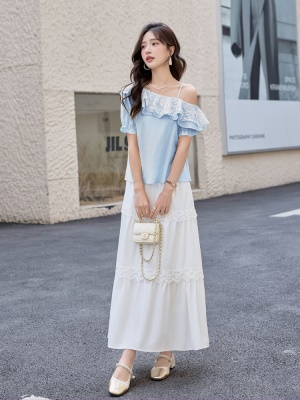 蕾丝拼接小香风套装女2025夏装新款巨好看独特小众不撞款两件套裙