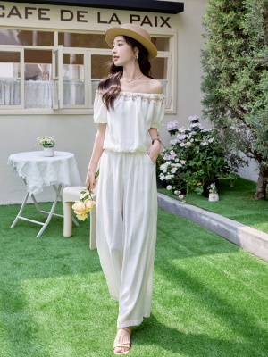 欧货小香风天丝棉套装女2025夏季新款贝壳串珠独特绝美超火两件套