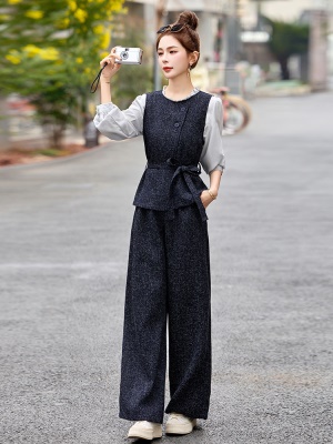 千金轻奢小香风套装女2025春季新款高级感时尚显瘦马甲衬衫三件套