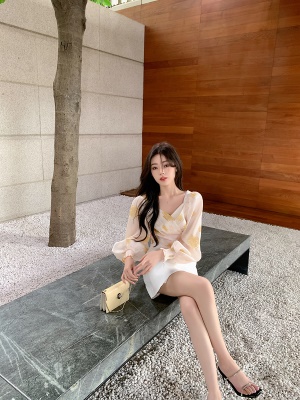 ByYou夏季新款白色高腰西装半身裙女显瘦设计感小众A字裙百搭短裙