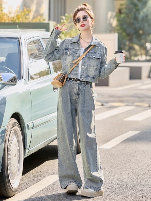 港风时尚牛仔套装女2025春装新款今年流行减龄轻奢高端工装两件套