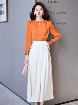 2025年秋季新款时尚套装女气质减龄显瘦衬衫上衣高腰半身裙两件套