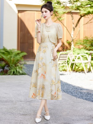 中国风吊带裙配开衫套装女夏装2025新款大气高端轻奢显身材连衣裙